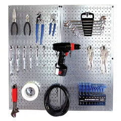 Wall Control - 32" Wide x 32" High Peg Board Kit - 2 Panels, Galvanized Steel, Galvanized/Black - USA Tool & Supply