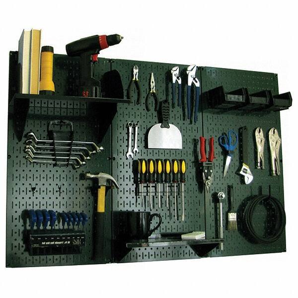 Wall Control - 48" Wide x 32" High Peg Board Kit - 3 Panels, Metal, Green/Black - USA Tool & Supply