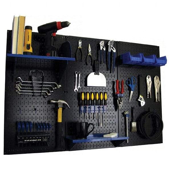 Wall Control - 48" Wide x 32" High Peg Board Kit - 3 Panels, Metal, Black/Blue - USA Tool & Supply
