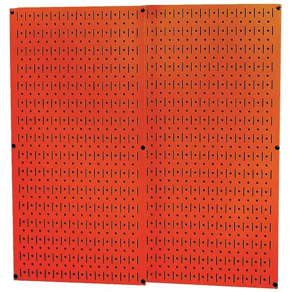 Wall Control - 32" Wide x 32" High Peg Board Storage Board - 2 Panels, Metal, Orange - USA Tool & Supply