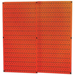 Wall Control - 32" Wide x 32" High Peg Board Storage Board - 2 Panels, Metal, Orange - USA Tool & Supply