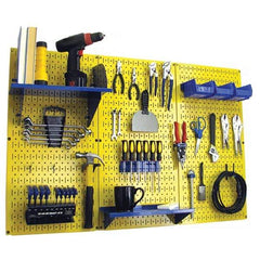 Wall Control - 48" Wide x 32" High Peg Board Kit - 3 Panels, Metal, Yellow/Blue - USA Tool & Supply