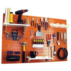 Wall Control - 48" Wide x 32" High Peg Board Kit - 3 Panels, Metal, Orange/White - USA Tool & Supply