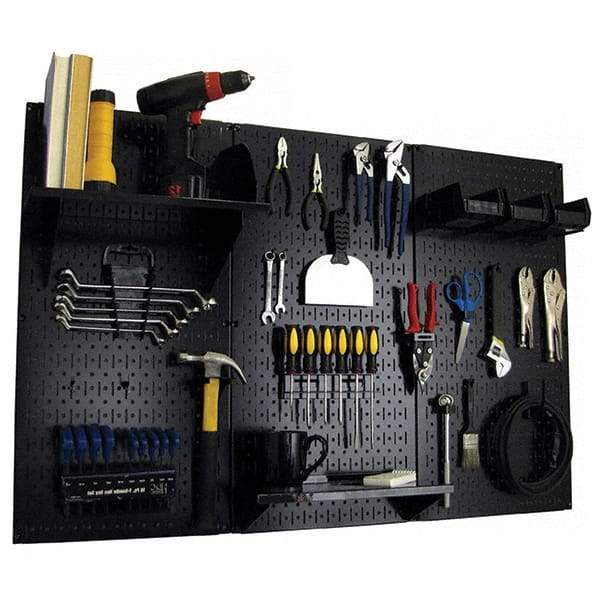 Wall Control - 48" Wide x 32" High Peg Board Kit - 3 Panels, Metal, Black - USA Tool & Supply