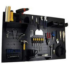 Wall Control - 48" Wide x 32" High Peg Board Kit - 3 Panels, Metal, Black - USA Tool & Supply