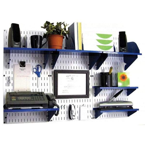 Wall Control - 48" Wide x 32" High Industrial Steel Tool Board System - 3 Panels, Metal, White/Blue - USA Tool & Supply