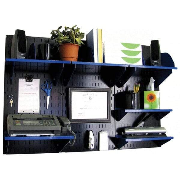 Wall Control - 48" Wide x 32" High Industrial Steel Tool Board System - 3 Panels, Metal, Black/Blue - USA Tool & Supply