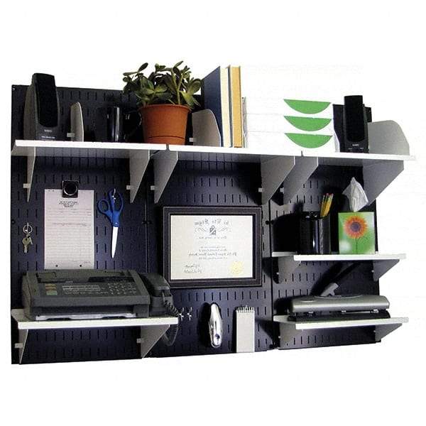 Wall Control - 48" Wide x 32" High Industrial Steel Tool Board System - 3 Panels, Metal, Black/White - USA Tool & Supply