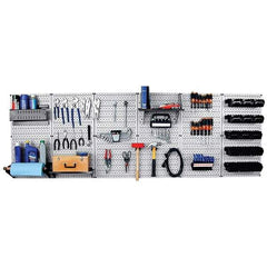 Wall Control - 96" Wide x 32" High Peg Board Kit - 6 Panels, Metal, Gray/Black - USA Tool & Supply