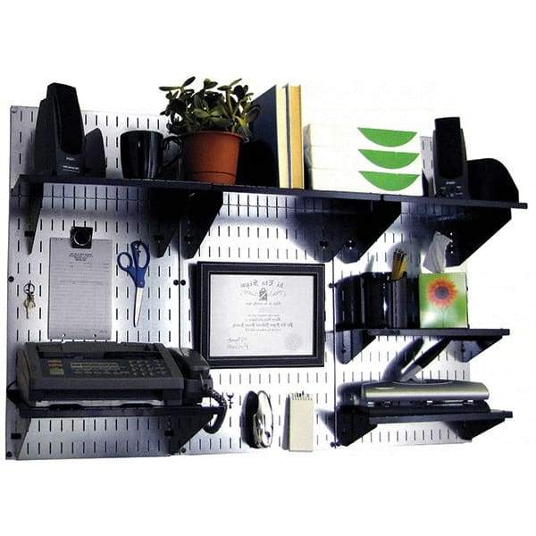 Wall Control - 48" Wide x 32" High Industrial Steel Tool Board System - 3 Panels, Galvanized Steel, Galvanized/Black - USA Tool & Supply