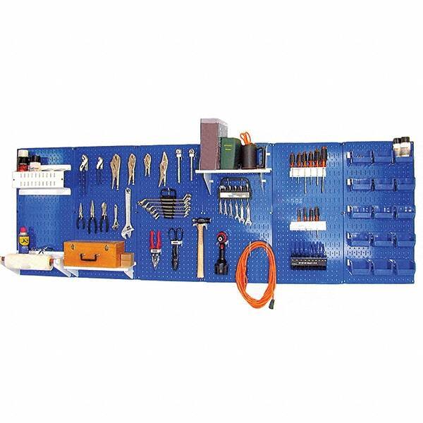Wall Control - 96" Wide x 32" High Peg Board Kit - 6 Panels, Metal, Blue/White - USA Tool & Supply