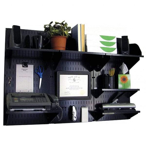 Wall Control - 48" Wide x 32" High Industrial Steel Tool Board System - 3 Panels, Metal, Black - USA Tool & Supply