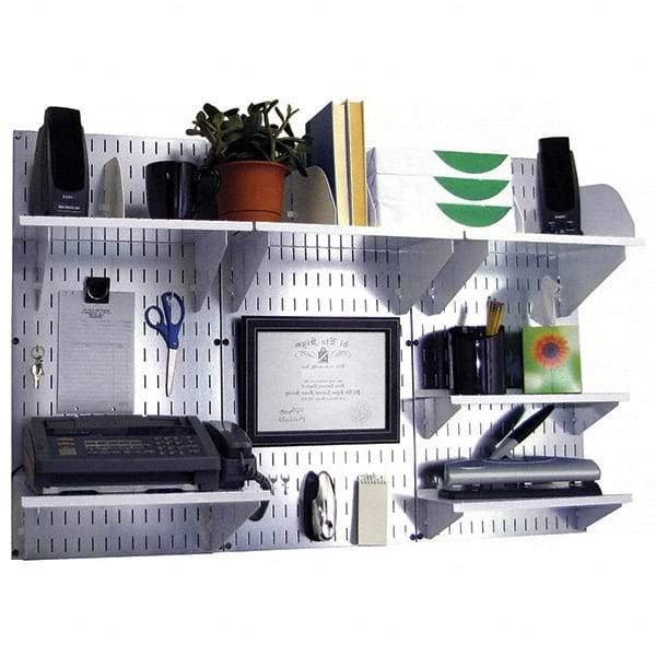 Wall Control - 48" Wide x 32" High Industrial Steel Tool Board System - 3 Panels, Galvanized Steel, Galvanized/White - USA Tool & Supply