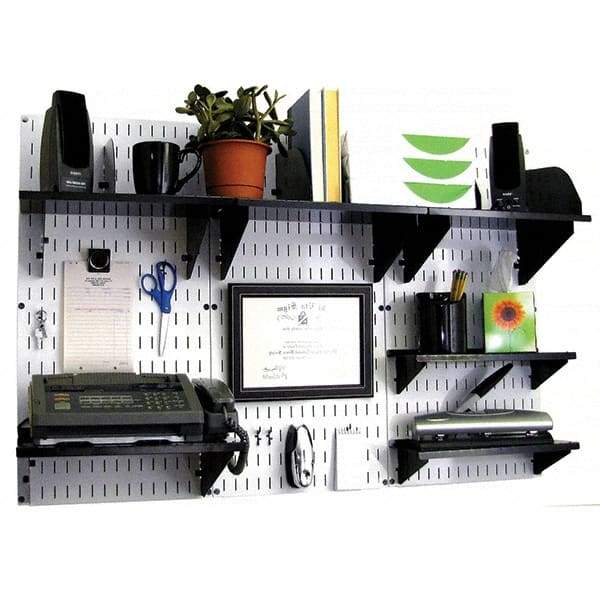 Wall Control - 48" Wide x 32" High Industrial Steel Tool Board System - 3 Panels, Metal, White/Black - USA Tool & Supply