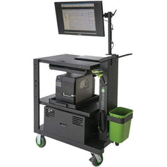 NewCastle Systems - 400 Lb Capacity, 3 Shelf Mobile Computer Workstation - 26" Wide x 35-1/2" Deep x 43" High, Steel - USA Tool & Supply