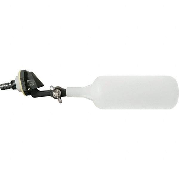 Control Devices - 1/4" Pipe, PVC, Angle Pattern-Double Seat, Mechanical Float Valve - 100 psi, Barb x Barb End Connections - USA Tool & Supply