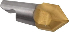 Seco - MM12 M04 Grade T60M Carbide Center Drill Milling Tip Insert - TiAlN/TiN Finish, 2 Flutes, 0.472" Cutting Diam, 0.236" Depth of Cut, 0.576" Extension, 0.26" Cnr Rad - USA Tool & Supply