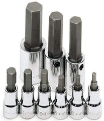 SK - 9 Piece 3/8 & 1/2" Drive Metric Hex Bit Socket Set - 4 to 17mm Hex - USA Tool & Supply