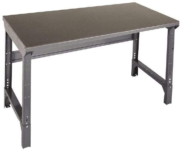 Edsal - 60 Wide x 30" Deep x 29" High, Steel Workbench - Straight Square Edge, Adjustable Height Legs - USA Tool & Supply