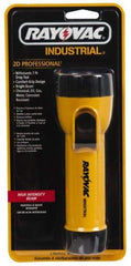 Rayovac - Incandescent Bulb, Industrial/Tactical Flashlight - Yellow Body, 2 D Batteries Not Included - USA Tool & Supply