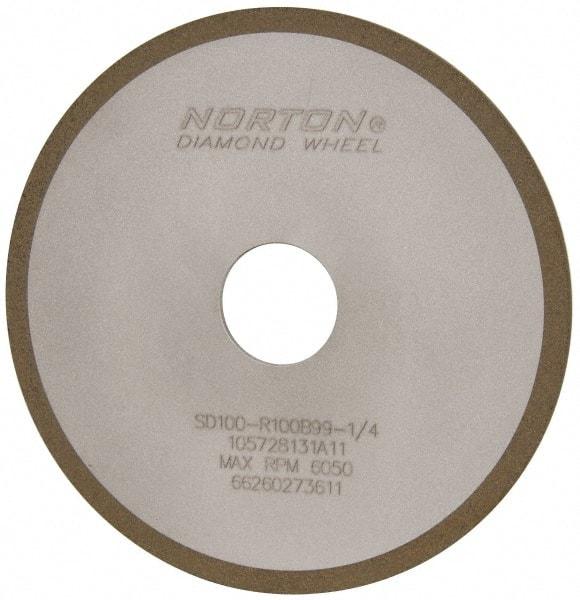 Norton - 6" Diam x 1-1/4" Hole x 1/8" Thick, 100 Grit Surface Grinding Wheel - Diamond, Type 1A1, Fine Grade, Resinoid Bond - USA Tool & Supply