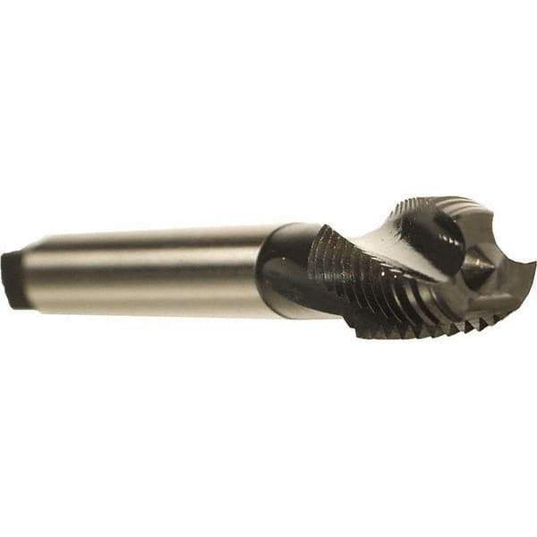 Emuge - 7/16-14 UNC 3 Flute 2BX Modified Bottoming Spiral Flute Tap - Cobalt, Oxide Finish, 3-5/32" OAL, Right Hand Flute, Right Hand Thread, Series Rekord D - Exact Industrial Supply