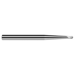 ‎3/32″ Dia. × 3/16″ Shank × 0.074″ DOC × 2-1/2″ OAL, Carbide Uncoated, 2 Flute, Ballnose End Mill - Exact Industrial Supply
