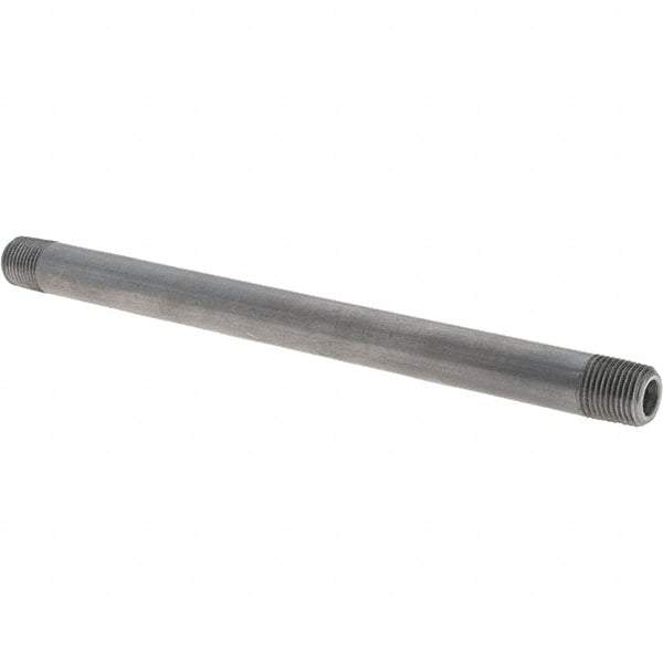 Made in USA - Schedule 80, 1/8" Diam x 5-1/2" Long Black Pipe Nipple - Threaded - USA Tool & Supply