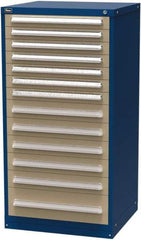 Vidmar - 13 Drawer, Modular Storage Cabinet - Steel, 30" Wide x 27-3/4" Deep x 59" High, Blue & Beige - USA Tool & Supply
