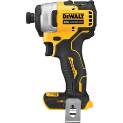 DeWALT - 20 Volt, 1/4" Drive, 1,700 In/Lb Torque, Cordless Impact Driver - Mid-Handle, 2800 RPM, Lithium-Ion, Bare Tool - USA Tool & Supply