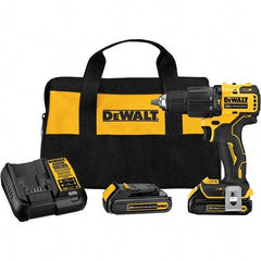 DeWALT - 20 Volt 1/2" Plastic Ratcheting Chuck Cordless Hammer Drill - 28500 BPM, 1650 RPM, Reversible - USA Tool & Supply