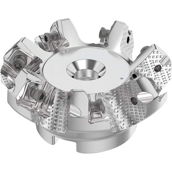 Seco - 63mm Cut Diam, 22mm Arbor Hole, 6mm Max Depth of Cut, 48° Indexable Chamfer & Angle Face Mill - 7 Inserts, SN.. Insert, Right Hand Cut, 7 Flutes, Through Coolant, Series R220.54 - USA Tool & Supply
