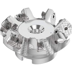 Seco - 63mm Cut Diam, 22mm Arbor Hole, 6mm Max Depth of Cut, 48° Indexable Chamfer & Angle Face Mill - 7 Inserts, SN.. Insert, Right Hand Cut, 7 Flutes, Through Coolant, Series R220.54 - USA Tool & Supply