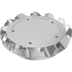 Seco - 200mm Cut Diam, 60mm Arbor Hole, 6mm Max Depth of Cut, 48° Indexable Chamfer & Angle Face Mill - 12 Inserts, SN.. Insert, Right Hand Cut, 12 Flutes, Through Coolant, Series R220.54 - USA Tool & Supply