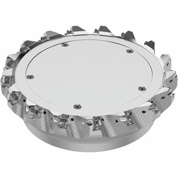 Seco - 8" Cut Diam, 2-1/2" Arbor Hole, 0.315" Max Depth of Cut, 71° Indexable Chamfer & Angle Face Mill - 17 Inserts, SN.. Insert, Right Hand Cut, 17 Flutes, Through Coolant, Series R220.56 - USA Tool & Supply