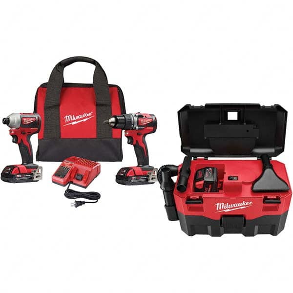 Milwaukee Tool - Cordless Tool Combination Kits Voltage: 18 Tools: Brushless Compact Drill/Driver; Brushless 1/4" Impact Driver - USA Tool & Supply