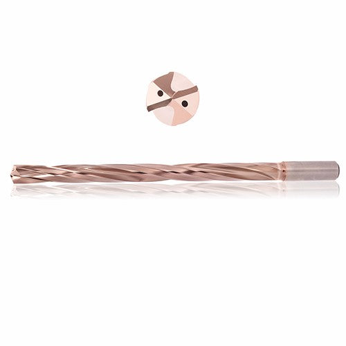 0.204 mm Dia. × 6 mm Shank × 108 mm Flute Length × 150 mm OAL, 16xD, 135°, ZircoPlus, 2 Flute, Coolant Thru, h6, Cylindrical, Solid Carbide Drill