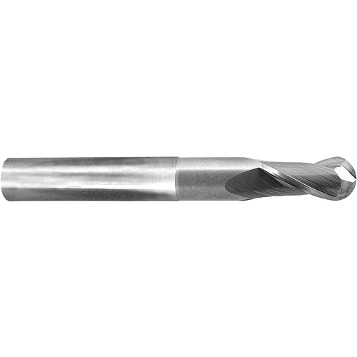 ‎3/16″ Dia. × 3/16″ Shank × 1-5/8″ DOC × 3 OAL, Carbide 2 Flute, Ballnose End Mill - Exact Industrial Supply