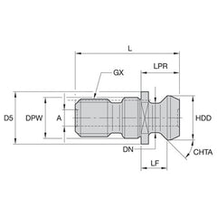 RK50ISBM PULL STUD SK50 ISO7388/2 TYPE B - USA Tool & Supply