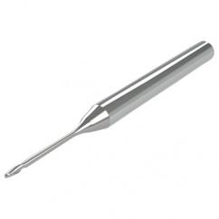 2mm - 3mm Shank - 2.5mm LOC - 38mm OAL 2 FL Ball Nose Carbide End Mill with 12mm Reach - Uncoated - USA Tool & Supply