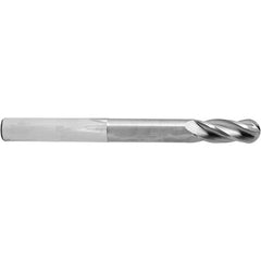 ‎5/16″ Dia. × 5/16″ Shank × 2-5/16″ DOC × 4 OAL, Carbide AlTiN, 4 Flute, Ballnose End Mill - Exact Industrial Supply