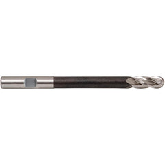 ‎3/4″ Dia. × 3/4″ Shank × 6″ DOC × 8-1/4 OAL, HSS 4 Flute, Ballnose End Mill - Exact Industrial Supply