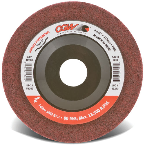 7″ × 7/8″ - Aluminum Oxide Surface Grinding Wheel - Type 27 - Maroon - USA Tool & Supply