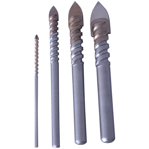 ‎1/8-1/2 RHS / RHC HSS 60 Degree Radial Point Glass and Tile Carbide-Tipped 60° Specialty Drill Set - Bright - Exact Industrial Supply