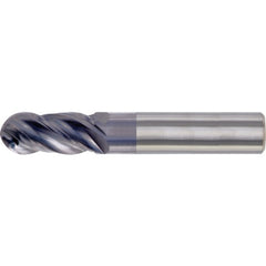 ‎5/8″ Dia. × 5/8″ Shank × 1-1/4″ DOC × 3-1/2″ OAL, Carbide TiAlN, Spiral , 4 Flute, CW Helix, Round, Ballnose End Mill - Exact Industrial Supply