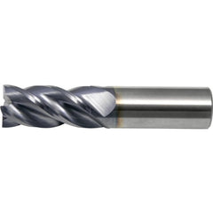 3/16″ × 3/16″ × 7/16″ × 2″ RHS / RHC Solid Carbide 4-Flute Corner Radius End Mill - TiAlN - Exact Industrial Supply