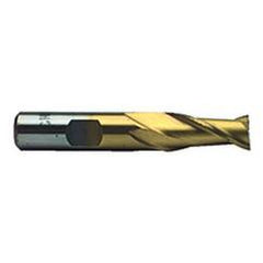 1 Dia. x 3-3/4 Overall Length 2-Flute Square End High Speed Steel SE End Mill-Round Shank-Center Cut-TiN - USA Tool & Supply