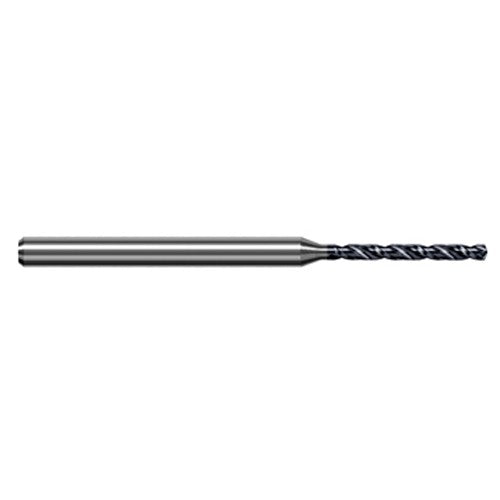 2.527 mm Dia. × 4 mm Shank × 25 mm Flute Length × 63 mm OAL, 8xD, 140°, AlTiN, 2xD Flute, Round Solid Carbide Drill - Exact Industrial Supply