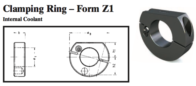VDI Clamping Ring - Form Z1 (Internal Coolant) - Part #: CNC86 63.6830 - USA Tool & Supply