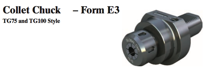 VDI Collet Chuck - Form E3 (TG75 Style) - Part #: CNC86 53.6075TG - USA Tool & Supply